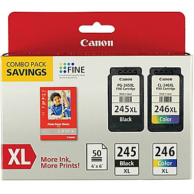 Canon PG-245XL/CL-246XL High Yield Inkjet Combo Pack (Black/Color/Paper) (8278B005)