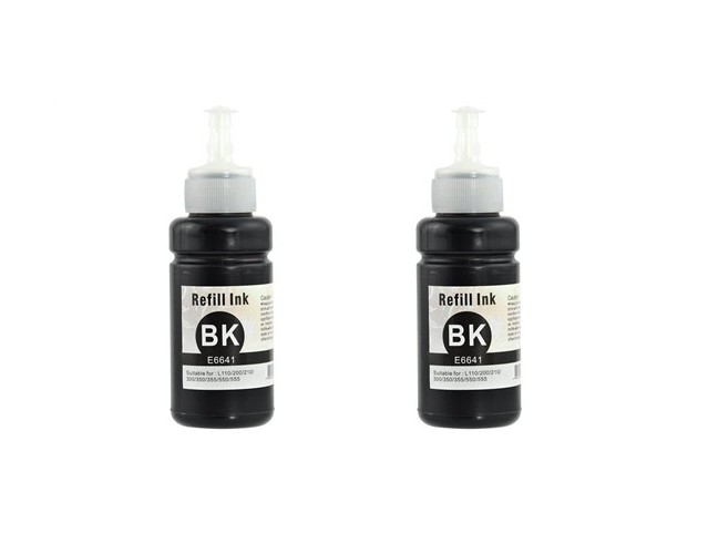 Compatible Epson NO. 664 Dye Black Ecotank Ink Bottle (2/PK-70ML-4000 Page Yield) (T664120-D2)