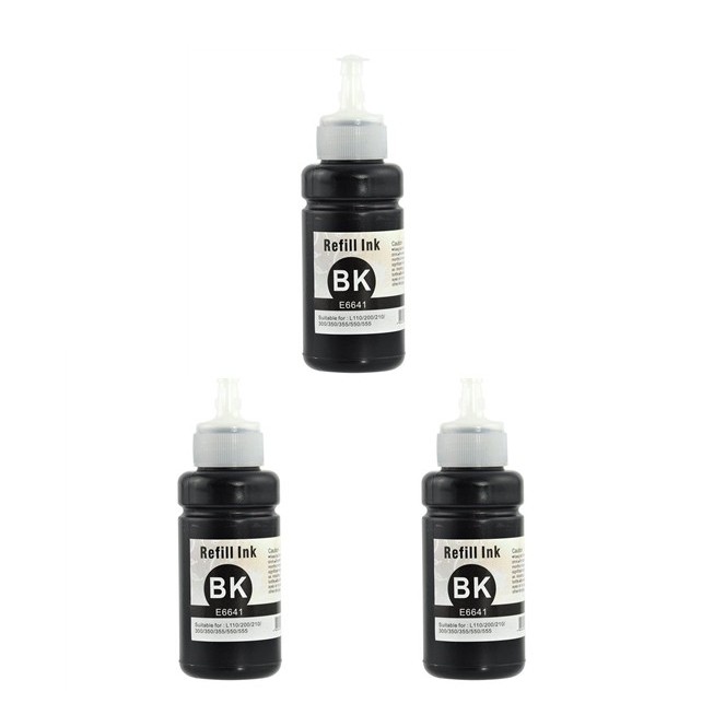 Compatible Epson NO. 664 Dye Black Ecotank Ink Bottle (3/PK-70ML-4000 Page Yield) (T6641203PK)