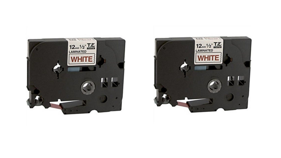 Compatible Brother Red on White Laminated P-Touch Label Tape (2/PK-1/2in X 26.25Ft.) (TZE-2322PK)
