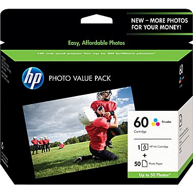 HP NO. 60 Tri-Color Inkjet Photo Value Pack (Inkjet/Photo Paper) (CG845AN)