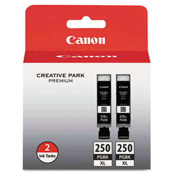 Canon PGI-250XLBK Black High Yield Pigment Inkjet (2/PK-500 Page Yield) (6432B004)