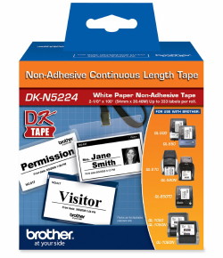 Brother White Continuous Non-Adhesive Paper Label Tape (2.1in X 100Ft.) (DK-N5224)