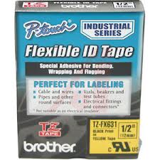Brother Black on Yellow Flexible P-Touch Label Tape (1/2in X 26.25Ft.) (TZE-FX631)