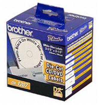 Brother White Die-Cut CD/DVD Film Label Tape (2.2in) (100 Labels) (DK-1207)