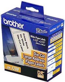 Brother White Die-Cut Large Address Label Tape (1.4in X 3.5in) (400 Labels) (DK-1208)