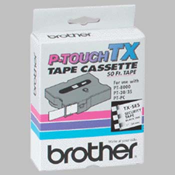 Brother Black on White Security P-Touch Label Tape (3/4in X 26.2Ft.) (TZ-SE4)