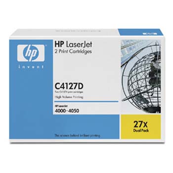 HP LaserJet 4000/4050 Toner Cartridge (2/PK-10000 Page Yield) (NO. 27X) (C4127D)