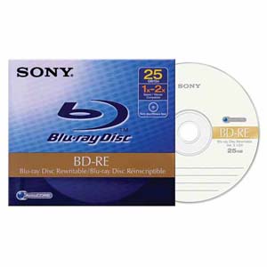 Sony 25GB Rewriteable DVD Blue Ray (1/PK) (BNE25AHE)