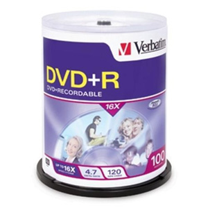 Verbatim Branded DVD+R 4.7GB (16x) (100/PK) (95098)