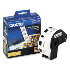 Brother White Die-Cut Round Paper Label Tape (.47in Diameter) (1200 Labels) (DK-1219)