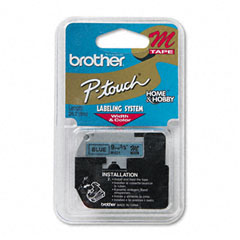 Brother Black on Blue Non-Laminated Metallic P-Touch Label Tape (3/8in X 26Ft.) (M-521)