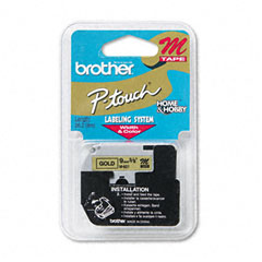 Brother Black on Gold P-Touch Label Tape (3/8in X 26.2 Ft.) (M-821)