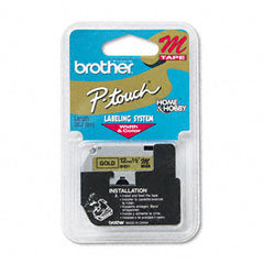 Brother Black on Gold Non-Laminated Metallic P-Touch Label Tape (1/2in x 26Ft.) (M-831)