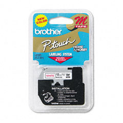 Brother Red on White Non-Laminated P-Touch Label Tape (1/2in X 26Ft.) (MK-232)