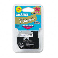 Brother Blue on White Non-Laminated P-Touch Label Tape (1/2in X 26Ft.) (MK-233)