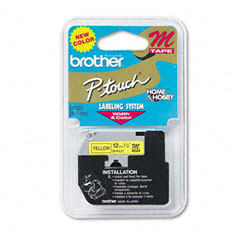 Brother Black on Yellow Non-Laminated P-Touch Label Tape (1/2in X 26Ft.) (MK-631)