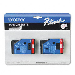 Brother Red on White Laminated P-Touch Label Tape (1/2in X 25Ft.) (TC-21)