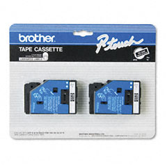 Brother White on Black Laminated P-Touch Label Tape (1/2in X 25Ft.) (TC-34Z)