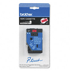 Brother Black on Red P-Touch Label Tape (1/2in X 25Ft.) (TC-5001)