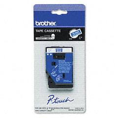 Brother White on Blue P-Touch Label Tape (3/8in X 25Ft.) (TC-64Z1)