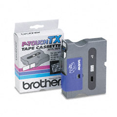 Brother Black on Clear Laminated P-Touch Label Tape (3/8in X 50Ft.) (TX-1411)