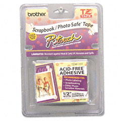 Brother Black on Clear Acid Free P-Touch Label Tape (1/2in X 26 Ft.) (TZ-AF131)