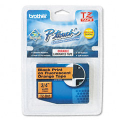 Brother Black on Flourescent Orange P-Touch Label Tape (3/4in X 16.4Ft.) (TZE-B41)