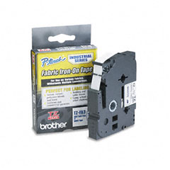 Brother Blue on White Iron-On P-Touch Label Tape (1/2in X 9.8Ft.) (TZE-FA3)
