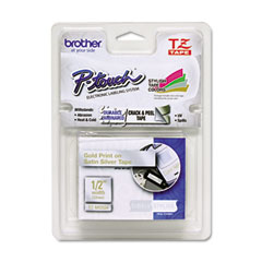 Brother White on Satin Gold Laminated P-Touch Label Tape (1/2in X 16.4 Ft.) (TZE-MQ835)