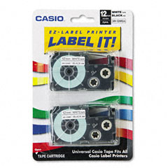 Casio 1/2in Black on White Tape Cassette (2/PK) (XR12WE2S)