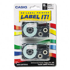 Casio 3/4in Black on White Label Tape (2/PK) (XR18WE2S)