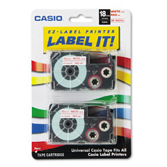 Casio 3/4in Red on White Label Tape (2/PK) (XR18WER2S)