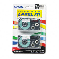 Casio 3/4in Black on Clear Label Tape (2/PK) (XR18X2S)
