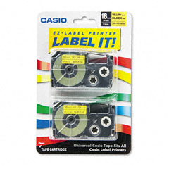 Casio 3/4in Black on Yellow Label Tape (2/PK) (XR18YW2S)