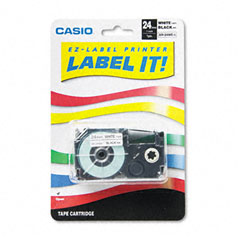 Casio 1in Black on White Tape Cassette (XR24WE)