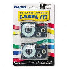 Casio 3/8in Black on White Label Tape (2/PK) (XR9WE2S)