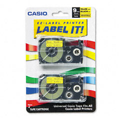 Casio 3/8in Black on Yellow Label Tape (2/PK) (XR9YW2S)
