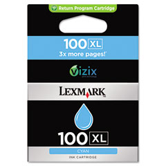 Lexmark NO. 100XL Cyan Return Program High Yield Inkjet (600 Page Yield) (14N1069)
