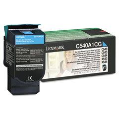 Lexmark C540/543/544/X544/546/548 Cyan Return Program Toner Cartridge (1000 Page Yield) (C540A1CG)
