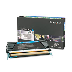 Lexmark C736/X736/X738 Cyan High Yield Toner Cartridge (10000 Page Yield) (C736H2CG)