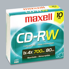 Maxell CDR-W 74 Min / 650 MB 1-4 x (10/PK) (630011)