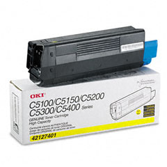 Okidata C5100/5510 Yellow Toner Cartridge (5000 Page Yield) (TYPE C6) (42127401)