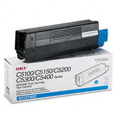 Okidata C5100/5510 Cyan Toner Cartridge (5000 Page Yield) (TYPE C6) (42127403)